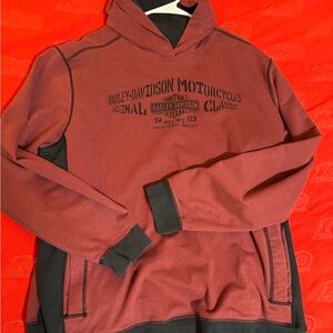 Harley-Davidson Burgundy and Black Sweatshirt lightweight hoodie 2XL